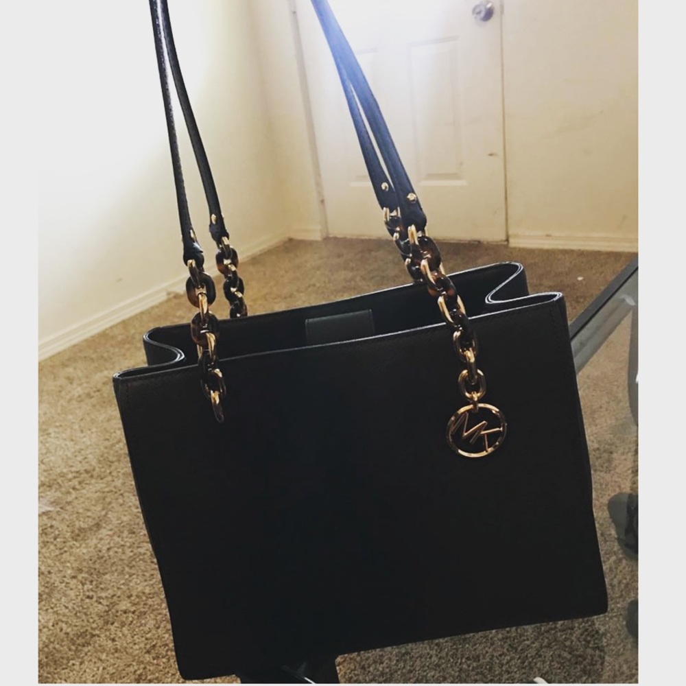 Authentic Large Black Leather Michael Kors Purse